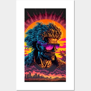 Synthwave Sun Zombie Driver Posters and Art